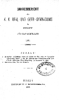 Jahresbericht des K. K. Real und Ober-Gymnasiums in Brody fur das schuljahr 1886