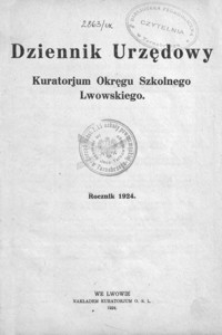 Dziennik Urzędowy dla Okręgu Szkolnego Lwowskiego. 1924, R. 28, nr 1-7