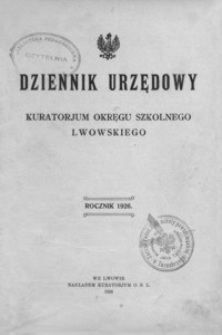 Dziennik Urzędowy Kuratorjum Okręgu Szkolnego Lwowskiego. 1926, R. 30, nr 1-11