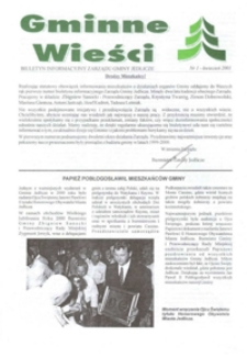 Gminne Wieści : biuletyn informacyjny Zarządu Gminy Jedlicze. 2001, nr 1 (kwiecień)