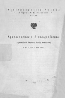 Sprawozdanie Stenograficzne z posiedzeń Krajowej Rady Narodowej w dn. 21, 22, i 23 lipca 1945 r. : sesja VIII