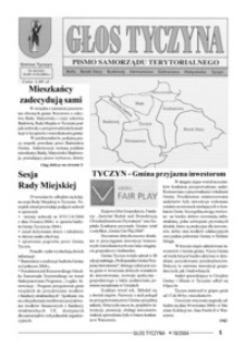 Głos Tyczyna : pismo samorządu terytorialnego. 2004, nr 18 (wrzesień/październik)