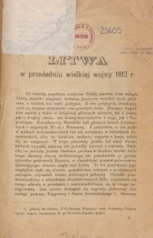 Litwa w przededniu wielkiej wojny 1812 r.