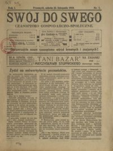 Swój do swego : czasopismo gospodarczo-społeczne. 1919, R. 1, nr 7 (listopad)