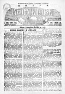 Tygodnik Polski : bulletin de la Mission Catholique Polonaise : jedyne czasopismo polskie w Azji. 1924, R. 3, nr 135-139 (listopad)