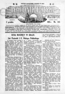 Tygodnik Polski : jedyne czasopismo polskie w Azji. 1928, R. 7, nr 342-345 (grudzień)