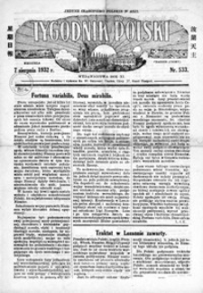 Tygodnik Polski : jedyne czasopismo polskie w Azji. 1932, R. 11, nr 533-536 (sierpień)