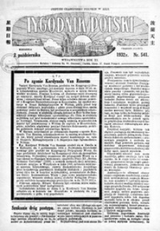 Tygodnik Polski : jedyne czasopismo polskie w Azji. 1932, R. 11, nr 541-545 (październik)