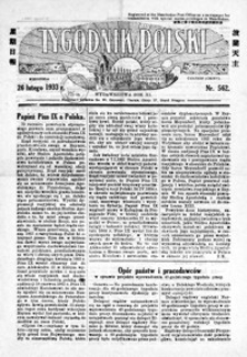 Tygodnik Polski : jedyne czasopismo polskie w Azji. 1933, R. 11, nr 559-562 (luty)