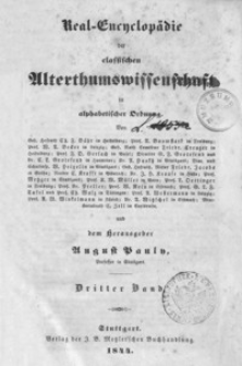 Real-Encyclopädie der classischen Alterthumswissenschaft in alphabetischer Ordnung. Bd. 3