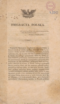 Emigracja polska : broszura ogłoszona w Paryżu d. 11 kwietnia 1833