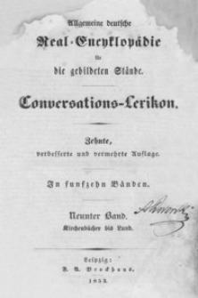 Allgemeine deutsche Real-Encyklopädie für die gebildeten Stände : Conversations-Lexicon. Bd. 9, Kirchenbücher bis Lund