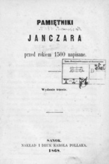 Pamiętniki Janczara przed rokiem 1500 napisane