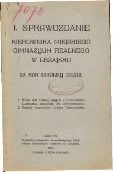 Sprawozdanie Kierownika Miejskiego Gimnazyum w Leżajsku za rok szkolny 1912/13