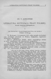 Literatura dotycząca prasy polskiej : notatki krytyczno-bibliograficzne