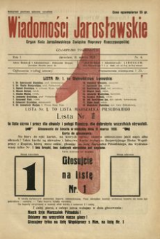 Wiadomości Jarosławskie : organ Koła Jarosławskiego Związku Naprawy Rzeczypospolitej. 1928, R. 1, nr 6 (marzec)