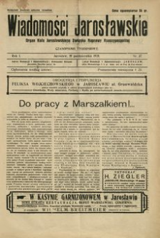Wiadomości Jarosławskie : organ Koła Jarosławskiego Związku Naprawy Rzeczypospolitej. 1928, R. 1, nr 37 (październik)