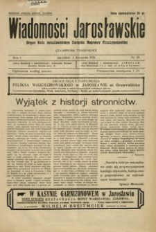 Wiadomości Jarosławskie : organ Koła Jarosławskiego Związku Naprawy Rzeczypospolitej. 1928, R. 1, nr 39 (listopad)