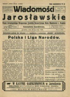 Wiadomości Jarosławskie : organ Jarosławskiego Okręgowego Komitetu Bezpartyjnego Bloku Współpracy z Rządem. 1929, R. 2, nr 3 (styczeń)