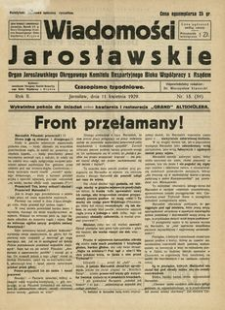 Wiadomości Jarosławskie : organ Jarosławskiego Okręgowego Komitetu Bezpartyjnego Bloku Współpracy z Rządem. 1929, R. 2, nr 15 (kwiecień)