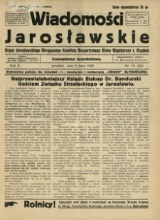 Wiadomości Jarosławskie : organ Jarosławskiego Okręgowego Komitetu Bezpartyjnego Bloku Współpracy z Rządem. 1929, R. 2, nr 19 (maj)