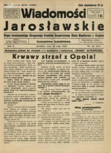 Wiadomości Jarosławskie : organ Jarosławskiego Okręgowego Komitetu Bezpartyjnego Bloku Współpracy z Rządem. 1929, R. 2, nr 20 (maj)