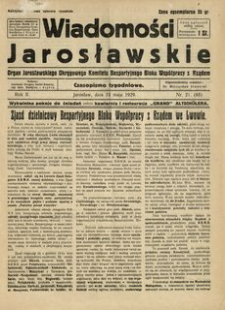 Wiadomości Jarosławskie : organ Jarosławskiego Okręgowego Komitetu Bezpartyjnego Bloku Współpracy z Rządem. 1929, R. 2, nr 21 (maj)