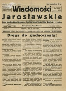 Wiadomości Jarosławskie : organ Jarosławskiego Okręgowego Komitetu Bezpartyjnego Bloku Współpracy z Rządem. 1929, R. 2, nr 29 (lipiec)