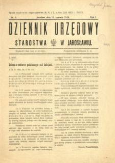 Dziennik Urzędowy Starostwa w Jarosławiu. 1926, R. 1, nr 4 (czerwiec)