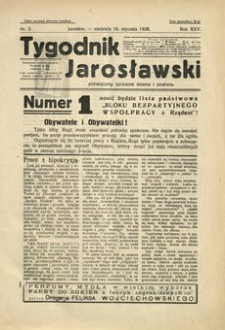 Tygodnik Jarosławski : poświęcony sprawom miasta i powiatu. 1928, R. 25, nr 3 (styczeń)