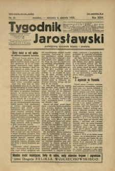 Tygodnik Jarosławski : poświęcony sprawom miasta i powiatu. 1929, R. 26, nr 31 (sierpień)