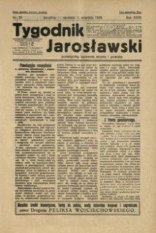 Tygodnik Jarosławski : poświęcony sprawom miasta i powiatu. 1929, R. 26, nr 35 (wrzesień)