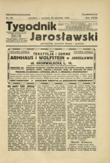 Tygodnik Jarosławski : poświęcony sprawom miasta i powiatu. 1935, R. 32, nr 39 (wrzesień)