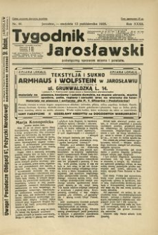 Tygodnik Jarosławski : poświęcony sprawom miasta i powiatu. 1935, R. 32, nr 41 (październik)