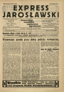 Express Jarosławski : bezpartyjne, niezależne czasopismo tygodniowe. 1929, R. 2, nr 32 (sierpień)