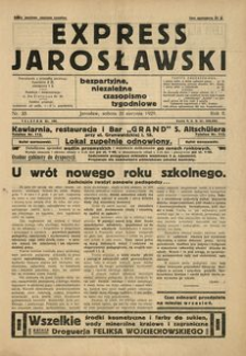 Express Jarosławski : bezpartyjne, niezależne czasopismo tygodniowe. 1929, R. 2, nr 35 (sierpień)