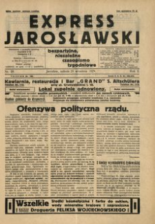 Express Jarosławski : bezpartyjne, niezależne czasopismo tygodniowe. 1929, R. 2, nr 39 (wrzesień)