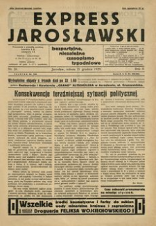 Express Jarosławski : bezpartyjne, niezależne czasopismo tygodniowe. 1929, R. 2, nr 51 (grudzień)