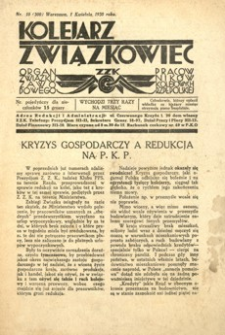 Kolejarz Związkowiec : organ Związku Zawodowego Pracowników Kolejowych Rzeczypospolitej Polskiej. 1930, nr 10 (300) (kwiecień)