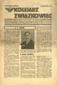 Kolejarz Związkowiec : organ Związku Zawodowego Pracowników Kolejowych Rzeczypospolitej Polskiej. 1933, nr 24 (424) (sierpień)