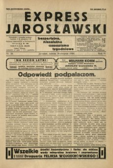 Express Jarosławski : bezpartyjne, niezależne czasopismo tygodniowe. 1930, R. 3, nr 35 (sierpień)