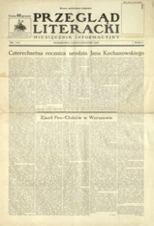 Przegląd Literacki : miesięcznik informacyjny. 1930, R. 1, nr 7-8 (lipiec-sierpień)