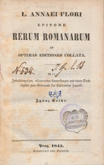 L. Annaei Flori Epitome rerum Romanarum : ad optimas editiones collata
