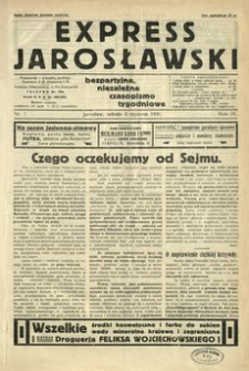 Express Jarosławski : bezpartyjne, niezależne czasopismo tygodniowe. 1931, R. 4, nr 1 (styczeń)