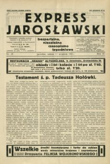 Express Jarosławski : bezpartyjne, niezależne czasopismo tygodniowe. 1931, R. 4, nr 37 (wrzesień)