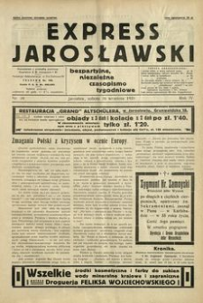 Express Jarosławski : bezpartyjne, niezależne czasopismo tygodniowe. 1931, R. 4, nr 39 (wrzesień)
