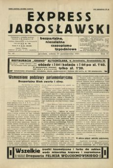 Express Jarosławski : bezpartyjne, niezależne czasopismo tygodniowe. 1931, R. 4, nr 41 (październik)