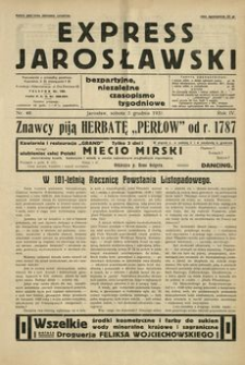 Express Jarosławski : bezpartyjne, niezależne czasopismo tygodniowe. 1931, R. 4, nr 49 (grudzień)
