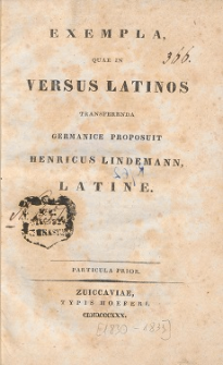 Exempla, quae in versus Latinos. Particula prior
