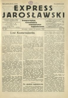 Express Jarosławski : bezpartyjne, niezależne czasopismo tygodniowe. 1933, R. 6, nr 32 (sierpień)